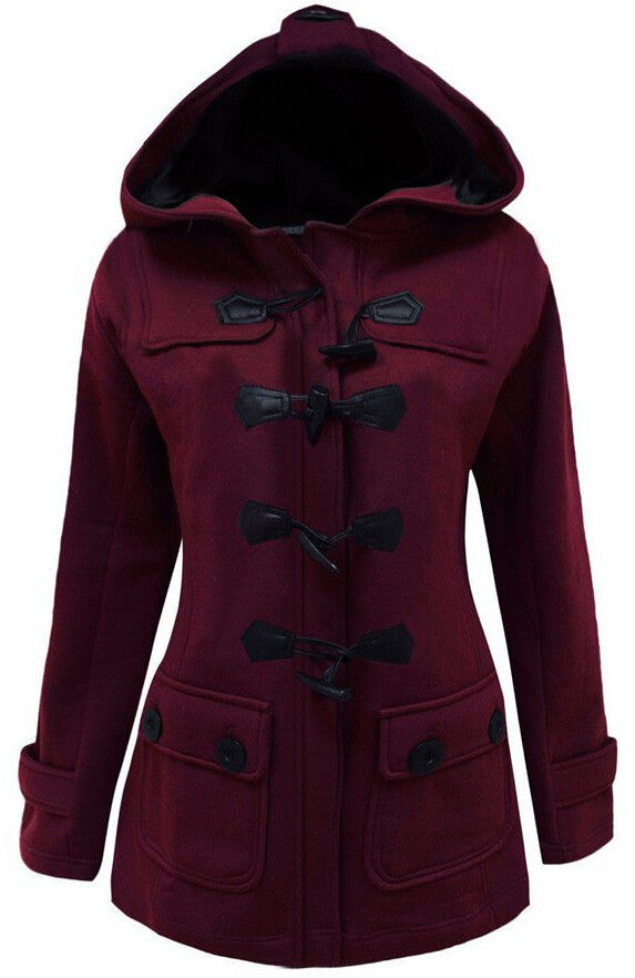 Button Pocket Long Warm Hooded Trench Coat - Meet Yours Fashion - 2