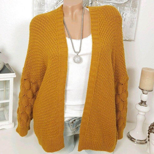 Hollow Out Crochet Pure Color Knit Cardigan