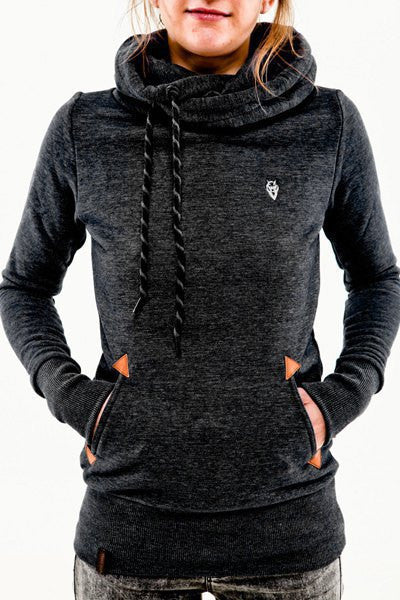Embroidered Pocket Pure Color Womens Hoodie - Meet Yours Fashion - 3