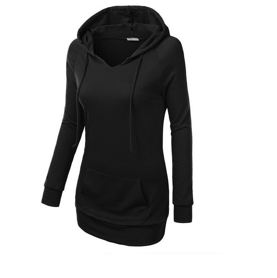 Solid Color Hooded Long Sleeve Pullover Slim Hoodie - Meet Yours Fashion - 2