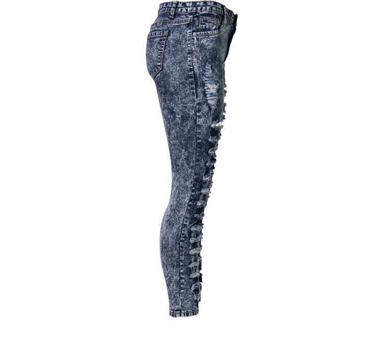 Straight Snow White Ripped Holes High Waist Skinny Plus Size Jeans - Meet Yours Fashion - 5