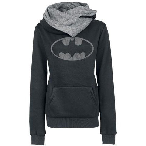 Batman Print Pocket Womens Hoodie Sweatshirt