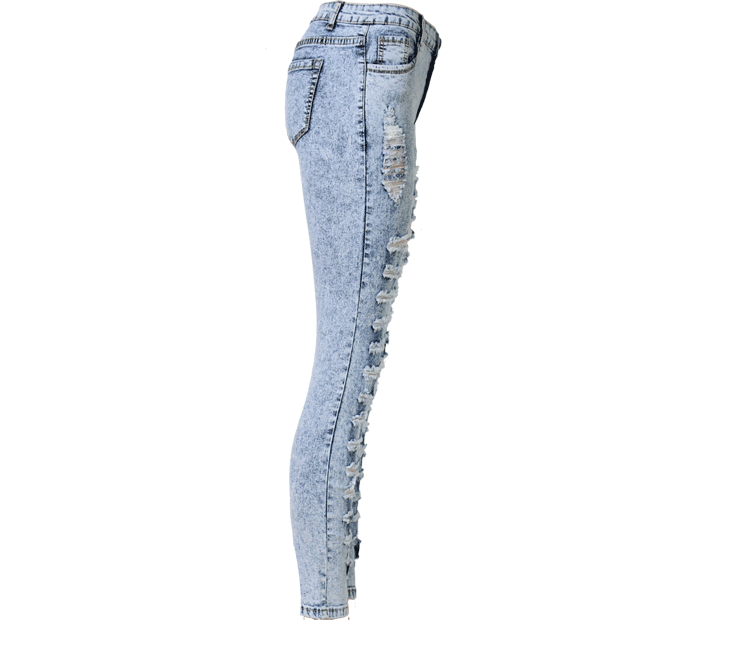 Snow White Straight Ripped Holes High Waist Skinny Plus Size Jeans - Meet Yours Fashion - 5