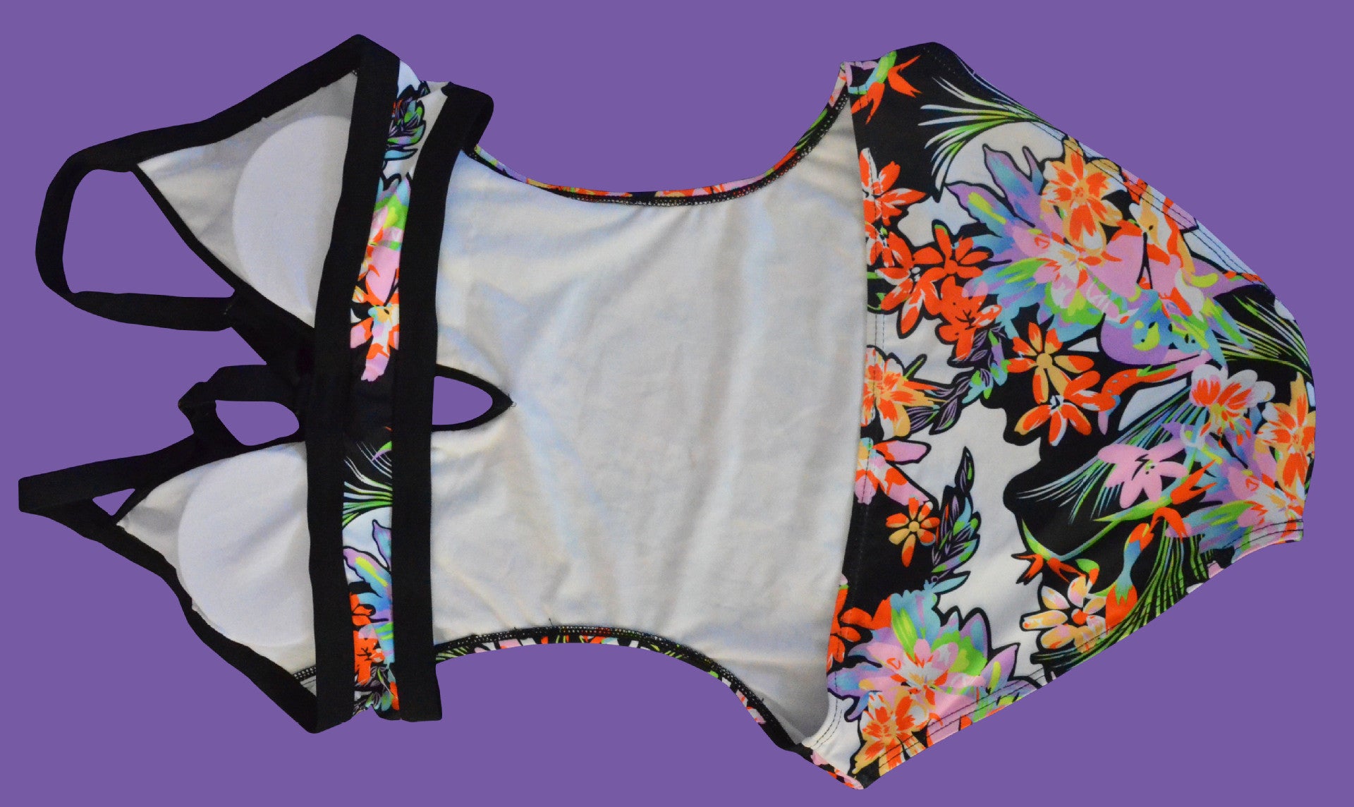 Deep V-neck Straps Flower Print One Pieces Swimwear Monokini - Meet Yours Fashion - 5