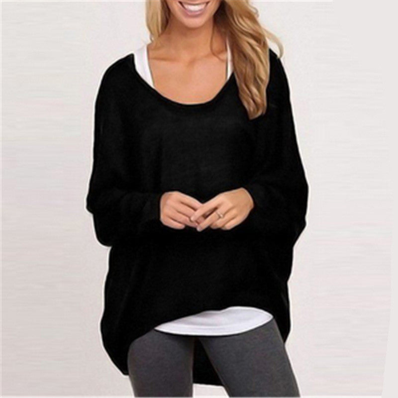 Loose Long Sleeves Irregular Pullover Sweater Top - MeetYoursFashion - 3