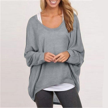Loose Long Sleeves Irregular Pullover Sweater Top - MeetYoursFashion - 1