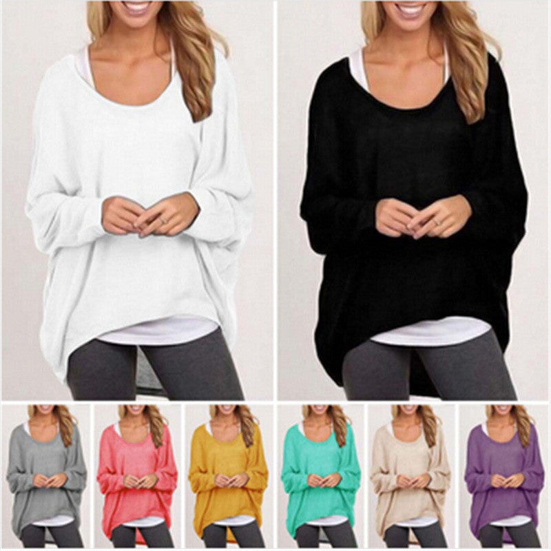 Loose Long Sleeves Irregular Pullover Sweater Top - MeetYoursFashion - 5