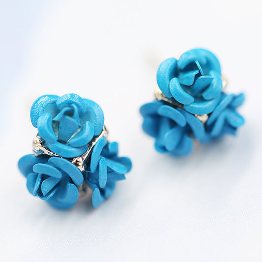 Ceramic Roses Diamond Earring