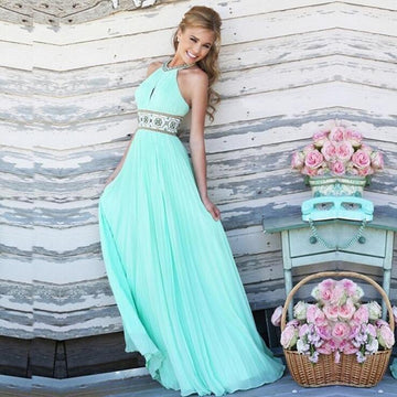 Halter High-waist Backless Pleated Long Party Dress - Meet Yours Fashion - 1
