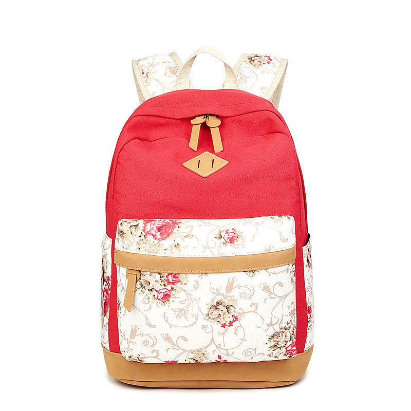 Floral Splicing Casual School Backpack Travel Bag