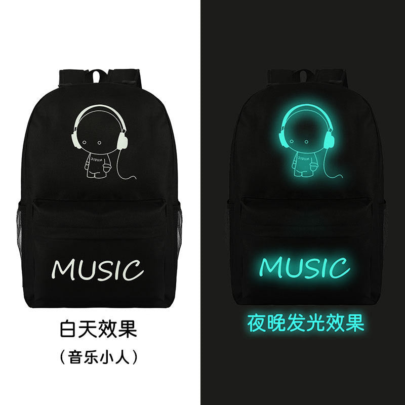 Noctilucent Canvas Chic Backpack Black School Bag - Meet Yours Fashion - 5