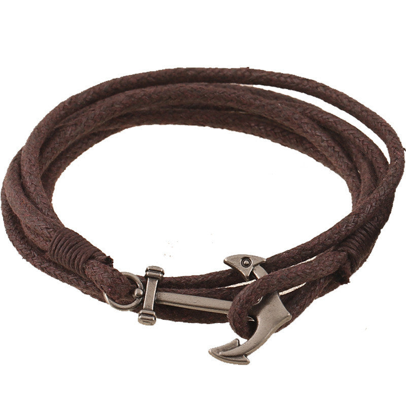 Popular Anchor Decorate Leather Bracelet