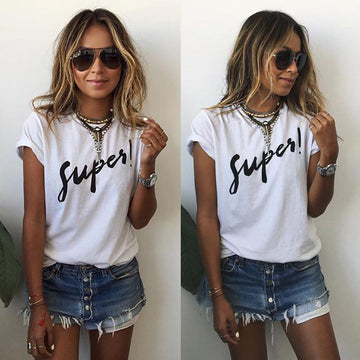 Clearance Short Sleeves Letter Print Scoop Casual T-shirt