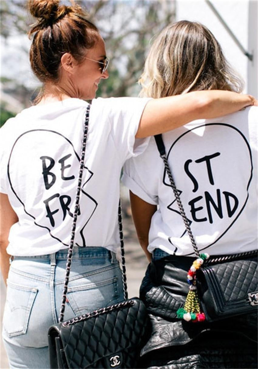 Best Friend Big Letter Print Scoop Top Tee - Meet Yours Fashion - 3