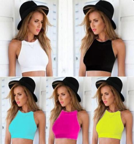 Spaghetti Pure Color Sleeveless Camisole  Vest Crop Top - Meet Yours Fashion - 1