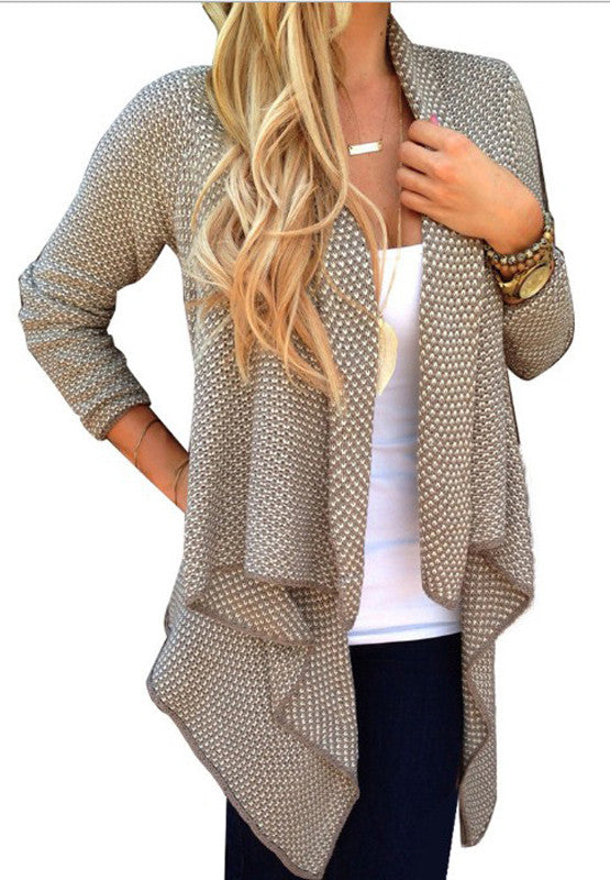 Cardigan Knit Asymmetric Lapel Loose Sweater - Meet Yours Fashion - 1