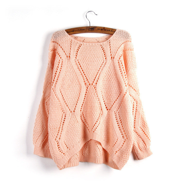 Asymmetric Pullover Crochet Loose Solid Short Sweater - Meet Yours Fashion - 2