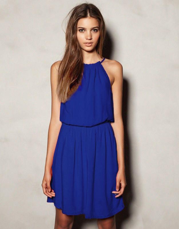 Sleeveless Pure Color O-neck Hollow Irregular Short Dress - Meet Yours Fashion - 5