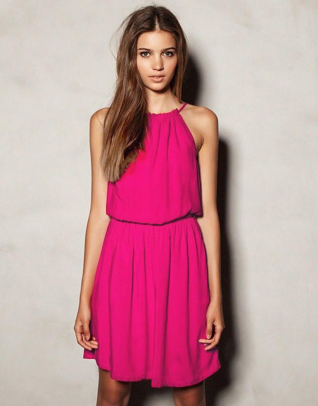 Sleeveless Pure Color O-neck Hollow Irregular Short Dress - Meet Yours Fashion - 6
