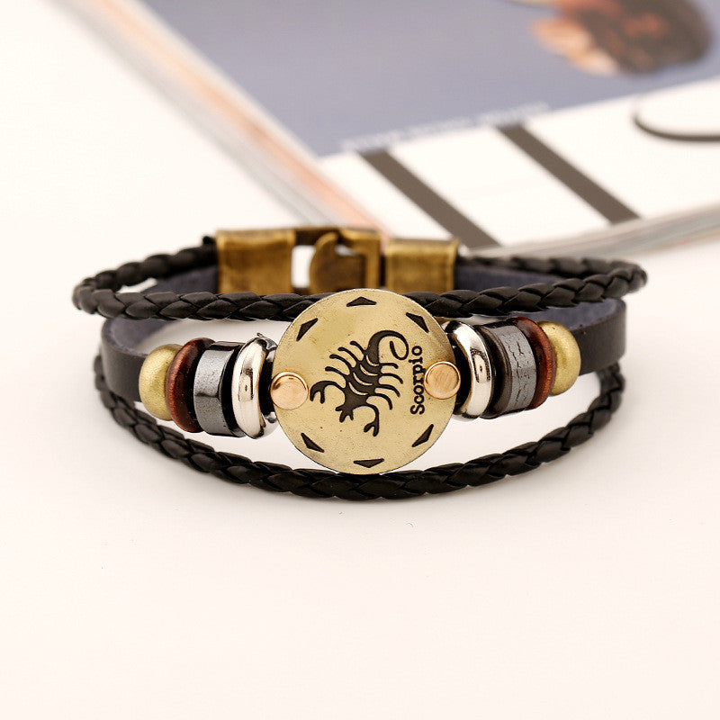 Scorpio Hand Woven Leather Bracelet