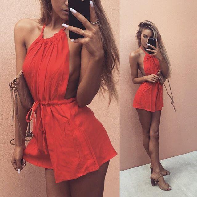 Cool Halter Sleeveless Bandage Backless Jumpsuits - Meet Yours Fashion - 1