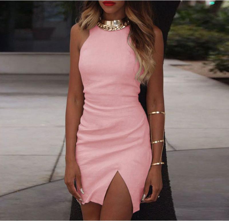 Bodycon Scoop Spilt Pure Color Tank Dress - Meet Yours Fashion - 5