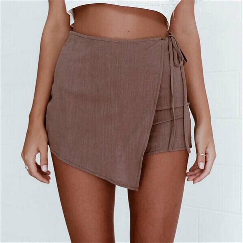 Irregular Crossover Bandage Thin Hot Shorts - Meet Yours Fashion - 1