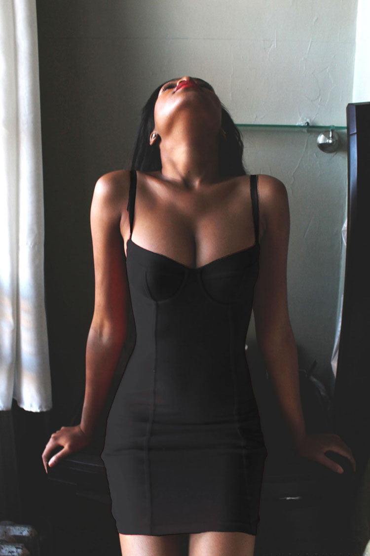 Spaghetti Strap Bodycon Sheath V-neck Backless Sexy Dress - Meet Yours Fashion - 4