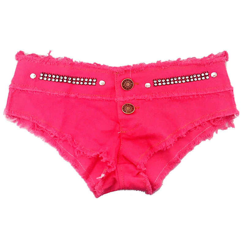 Crystal Low Waist Pure Color Sexy Shorts
