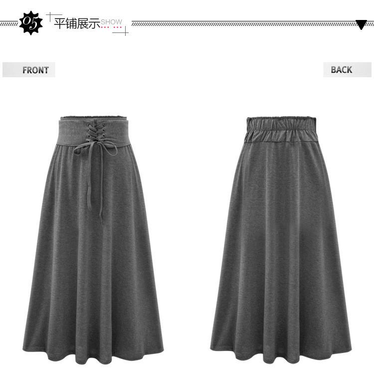 High Waist Draw String Slim Pleated Pure Color Long Skirt - Meet Yours Fashion - 5