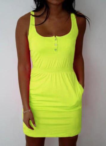 Sleeveless Scoop A-line Bodycon Sexy Pure Color Dress - Meet Yours Fashion - 6