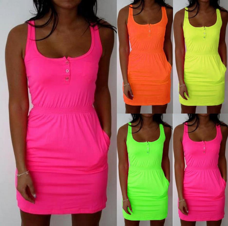 Sleeveless Scoop A-line Bodycon Sexy Pure Color Dress - Meet Yours Fashion - 2