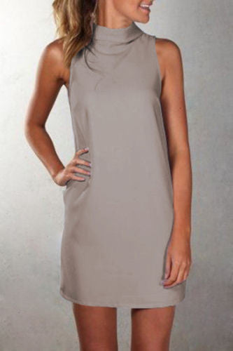 Pure Color Sexy O-neck Sleeveless Short Dress - Meet Yours Fashion - 4