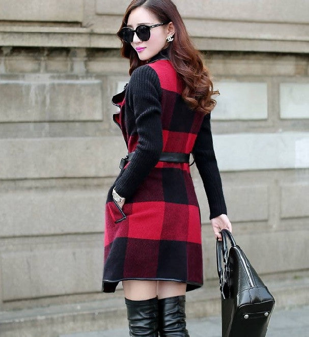 Wool Plaid Cloak Long Coat - Meet Yours Fashion - 5