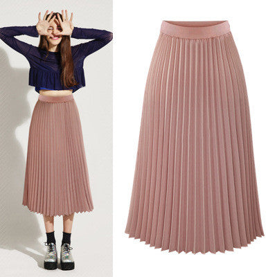 Solid Pleated Long Slim Skirt - Meet Yours Fashion - 2