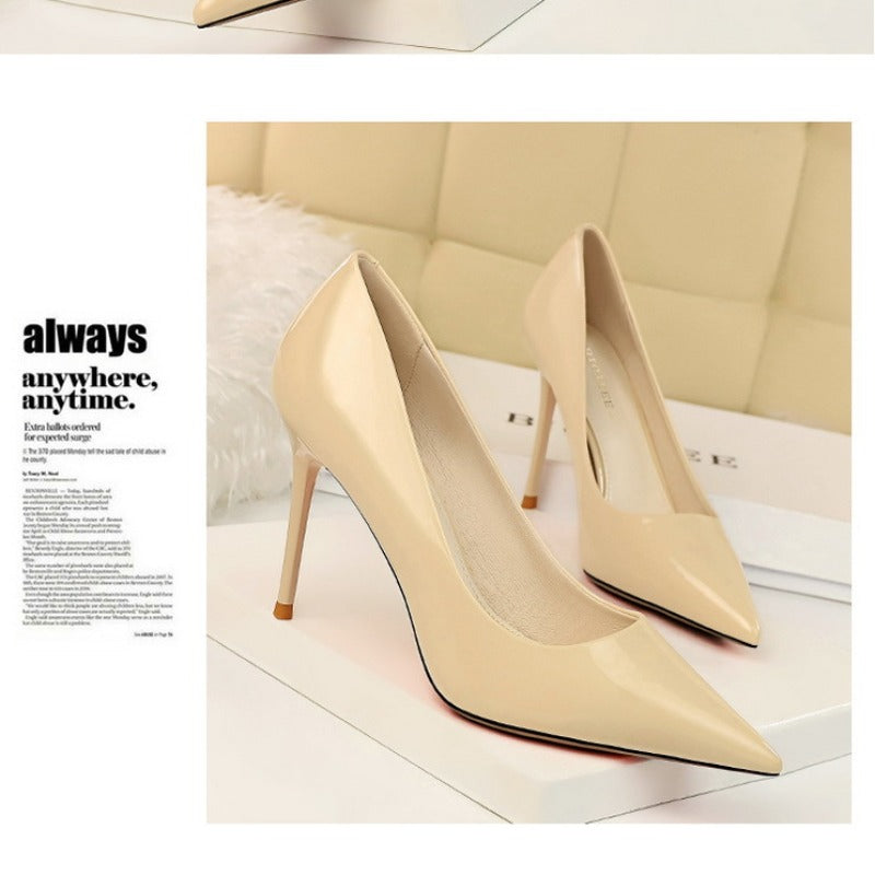 Sleek Stiletto Pointed-Toe Patent Leather Women's Party Shoes