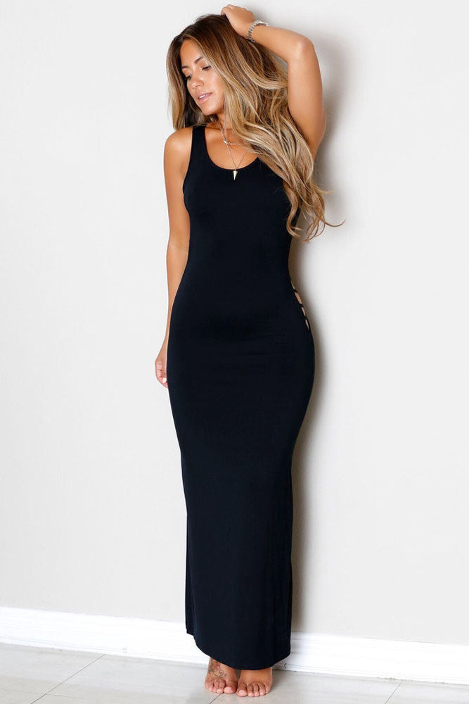 Sexy Bandage Hollow Waist Club Party Long Dress