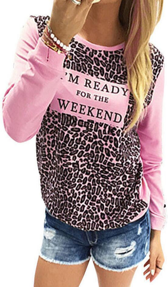 Leopard Print Long Sleeve Scoop Neck T-shirt