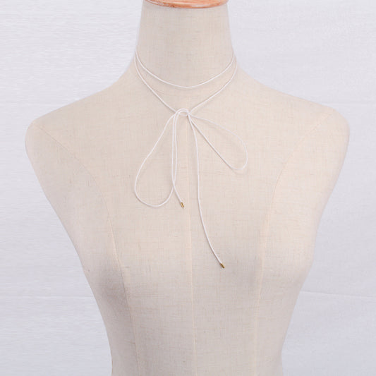 Minimalist Wax String Bowknot Lady's Necklace