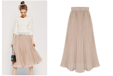 Pure Color Chiffon Pleated Big Short Skirt