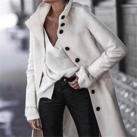 White /Black Double Breasted Over Coat