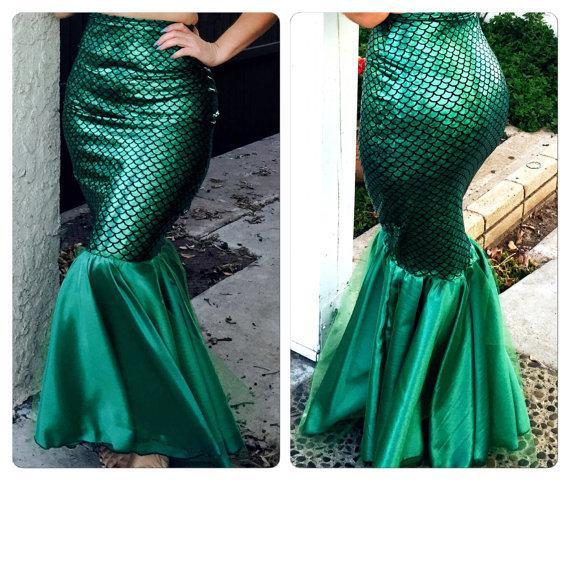 Clearance Green Sequins Patchwork Bodycon Long Mermaid Skirt