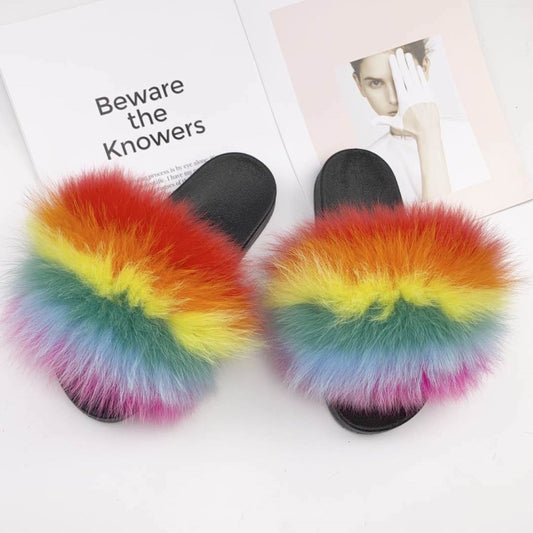 Real fox fur slippers women's EVA fur slippers