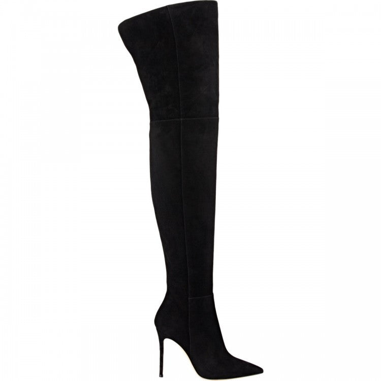 Frosted Fleece Sexy Pointed Head Over Knee Boots