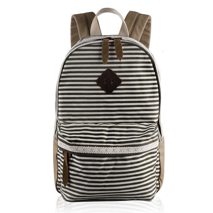 2016 Classical Stripe Lace Canvas Backpack - Meet Yours Fashion - 2