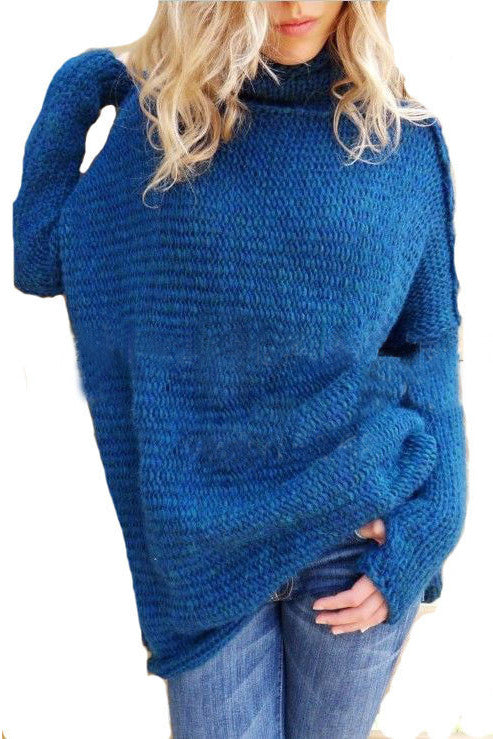 Patchwork Long Sleeves High Neck Long Sweater