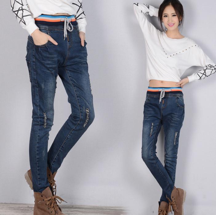 Plus Size Elastic Slim High Waist Straight Jeans - Meet Yours Fashion - 1