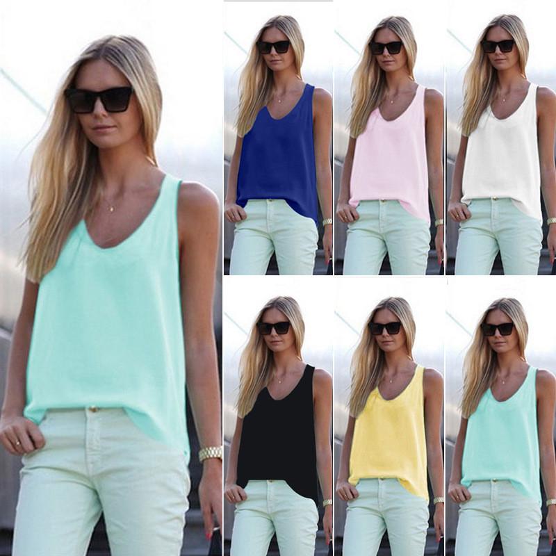 Scoop Sleeveless Pure Color Casual Loose Vest - Meet Yours Fashion - 3