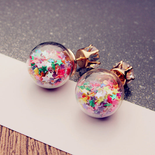 Fashion Glass Ball Color Star Earring