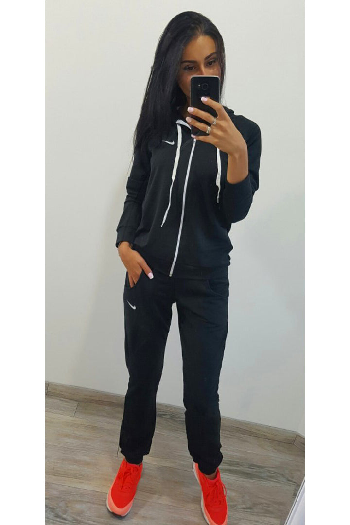 Pure Color Sports Hoodie with Pants Two Pieces Set 